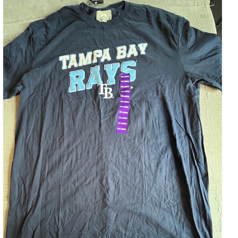 Majestic‎ Tampa Bay Rays MLB Graphic T-Shirt Mens 2XL Navy Blue New 7F06-4506